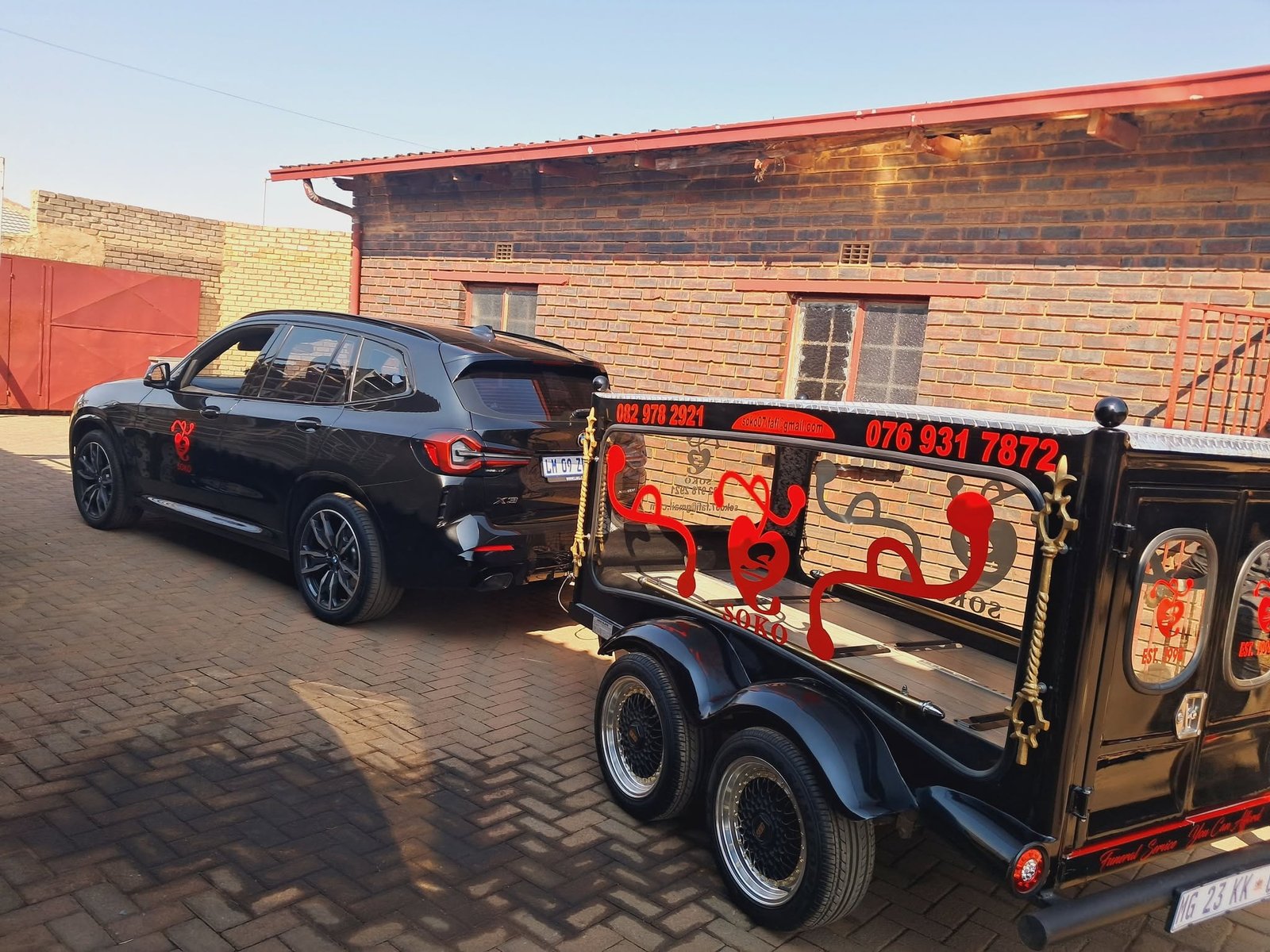 Soko branded hearse trailer and vehicle